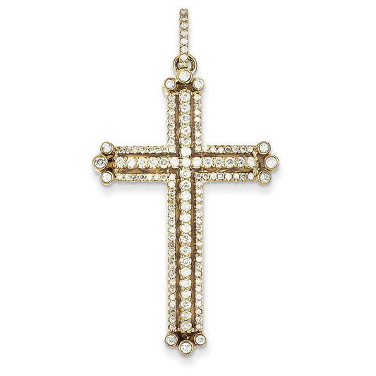 14k yellow gold real diamond budded cross pendant xp3307aa