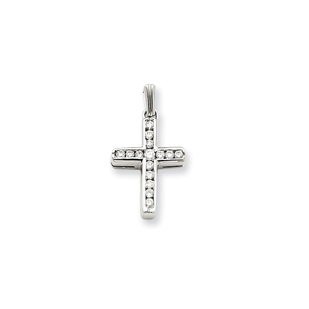 14k white gold real diamond latin cross pendant xp3314aa