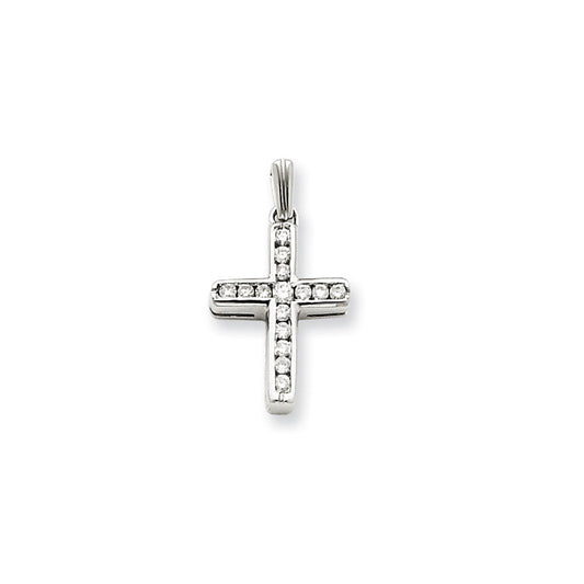 14k white gold real diamond latin cross pendant xp3314aa
