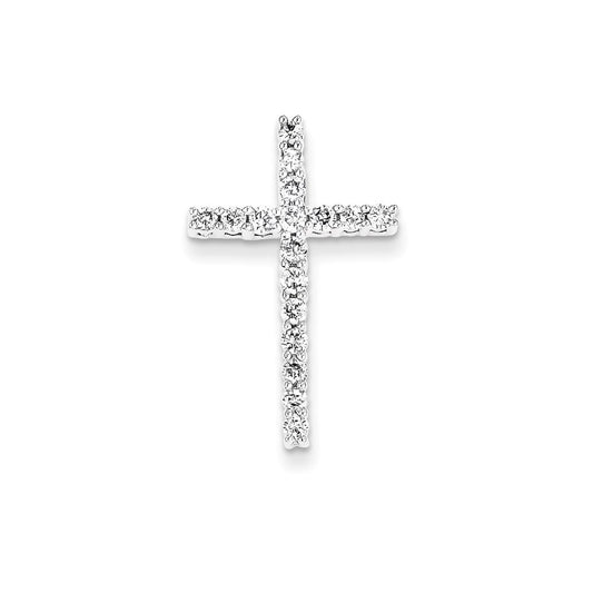 14k White Gold Diamond Cross Pendant