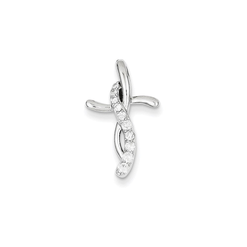 14k white gold real diamond cross pendant xp3327aa