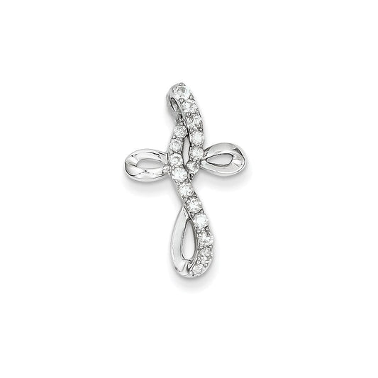 14k white gold real diamond cross pendant xp3329aa