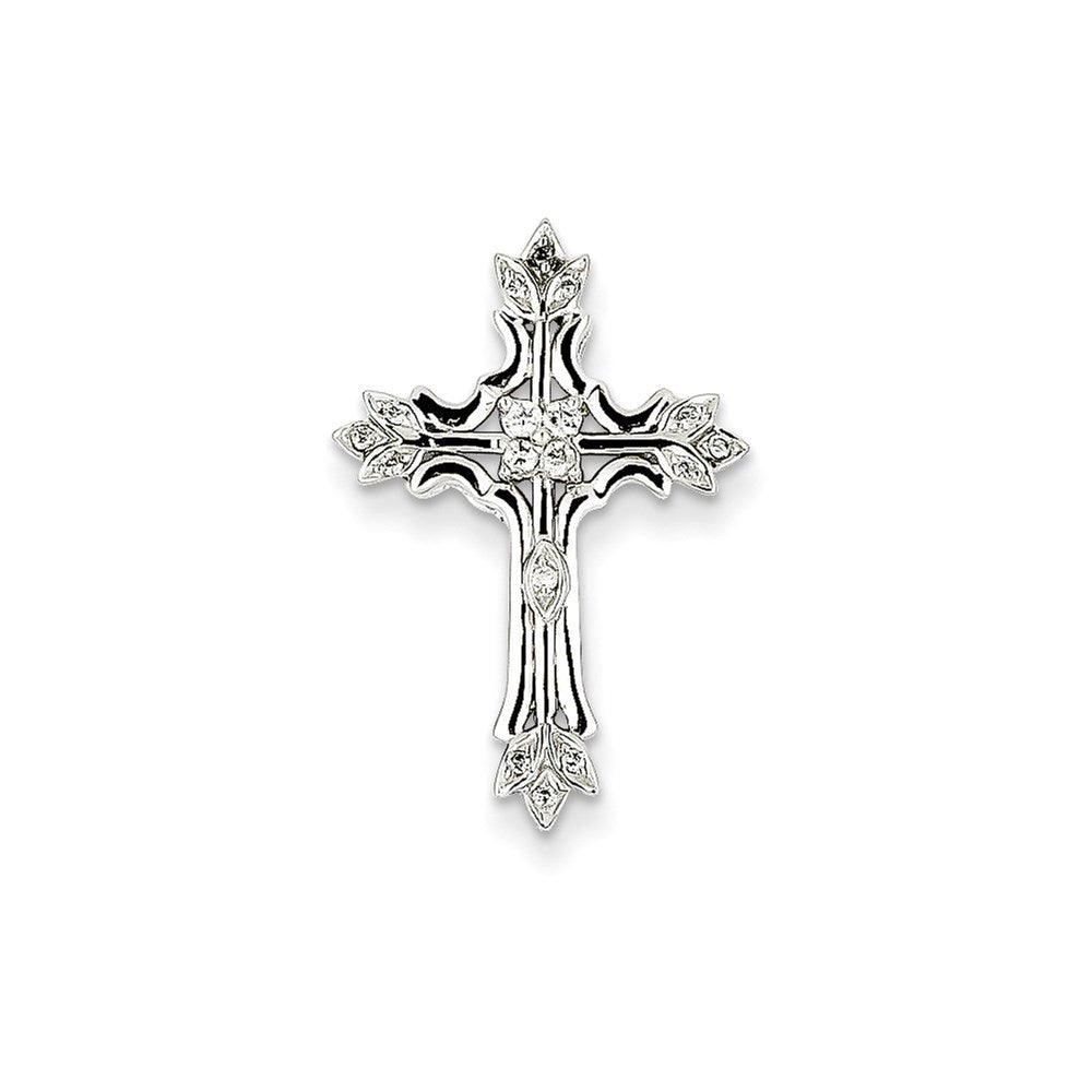 14k white gold real diamond cross pendant xp3339a