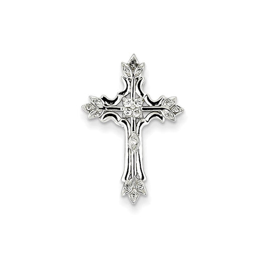 14k white gold real diamond cross pendant xp3339a
