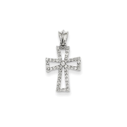 14k white gold real diamond cross pendant xp3342aa