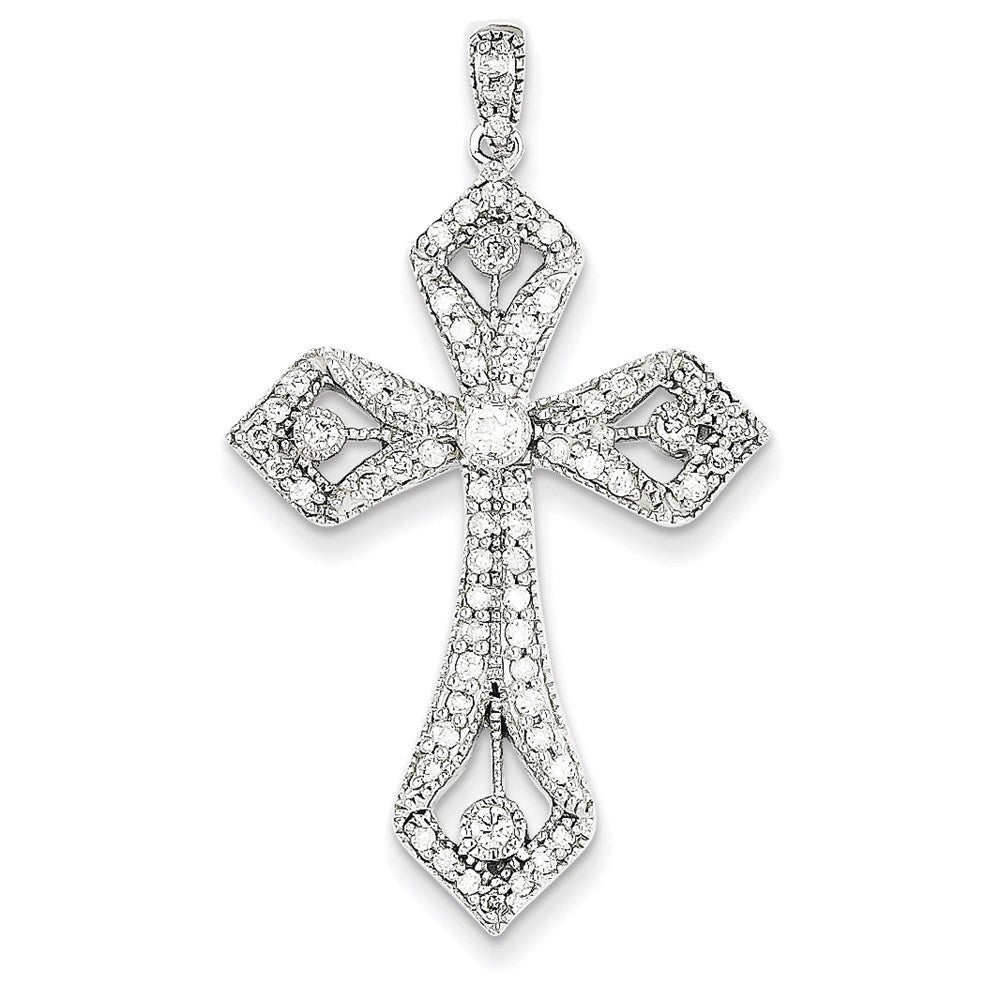14k white gold real diamond cross pendant xp3353a