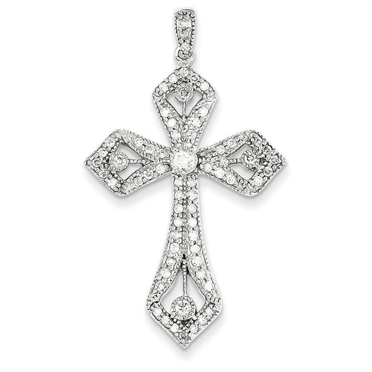 14k white gold real diamond cross pendant xp3353a