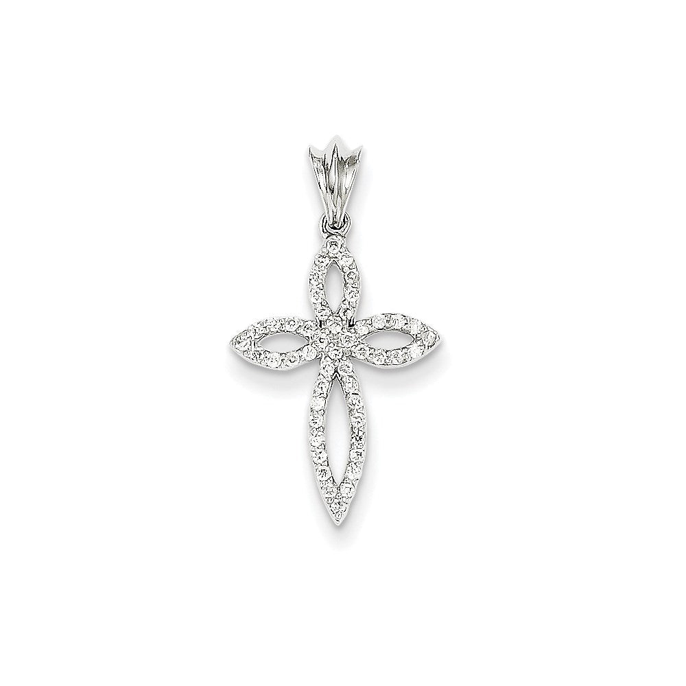 14k white gold real diamond cross pendant xp3362aa