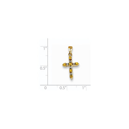 14k Citrine and Diamond Cross Pendant