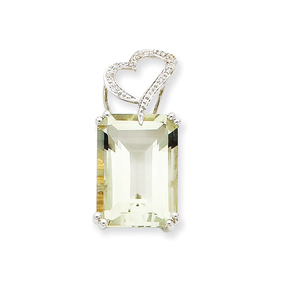 14k white gold green amethyst real diamond pendant xp3398ag a