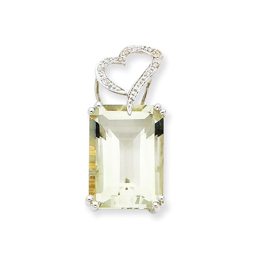 14k white gold green amethyst real diamond pendant xp3398ag a