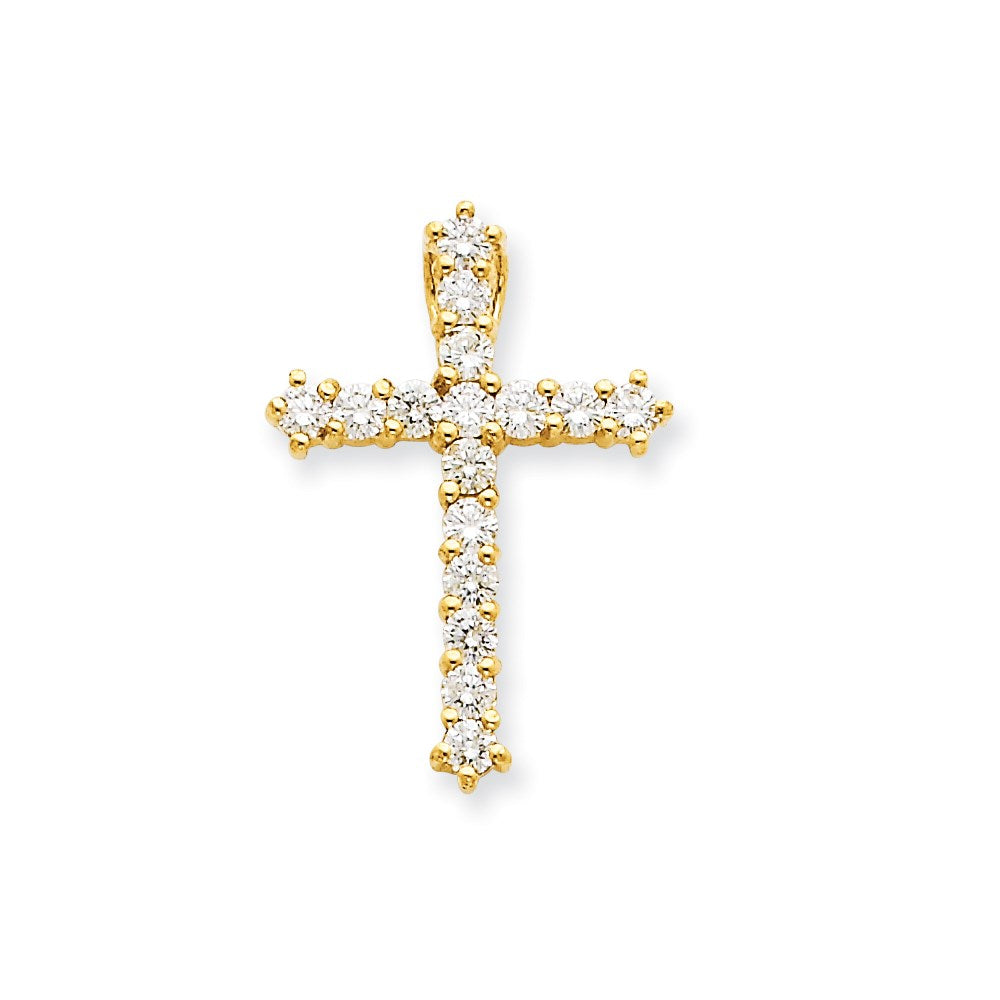 14k yellow gold aa real diamond cross pendant xp3410aa