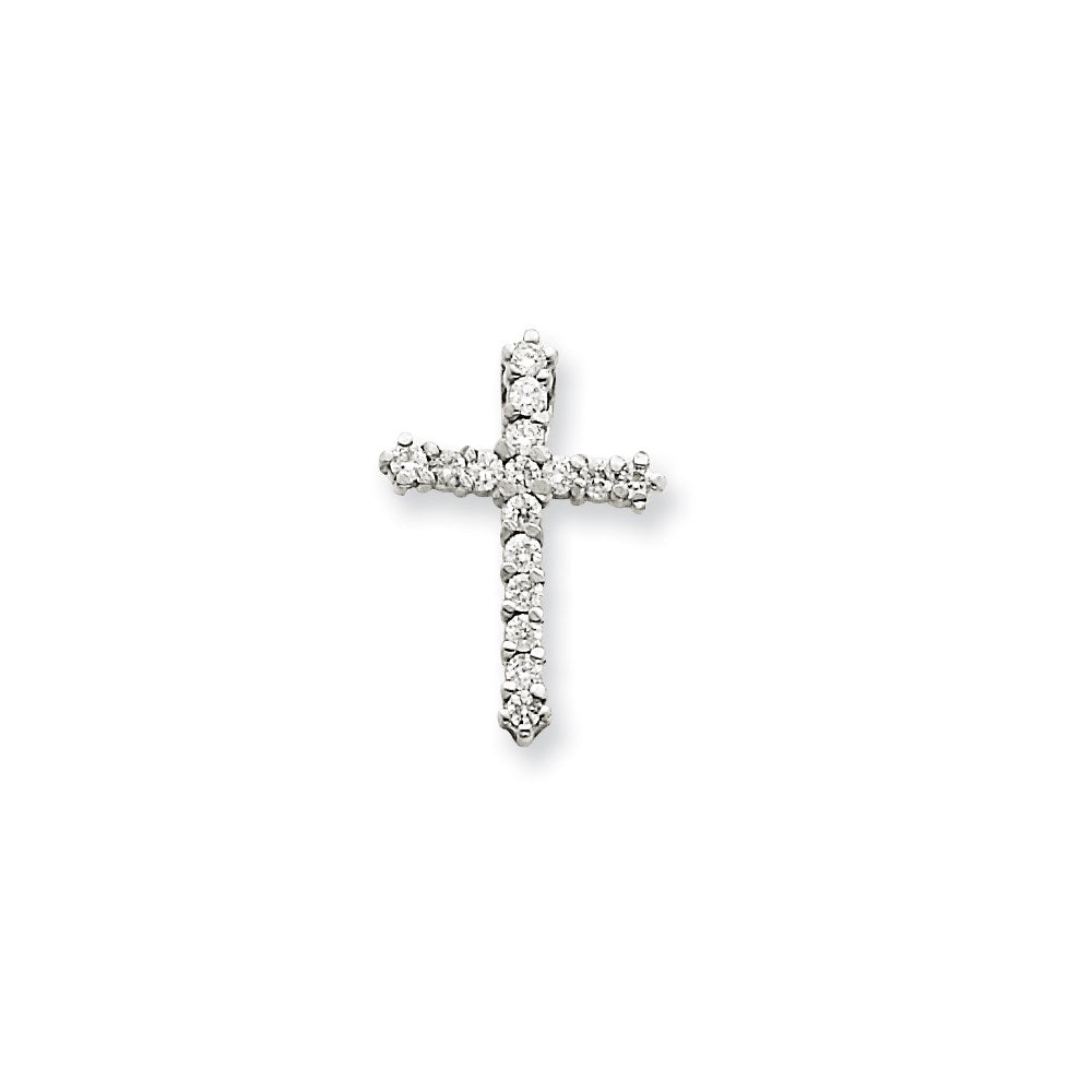 14k White Gold AA Diamond Cross Pendant
