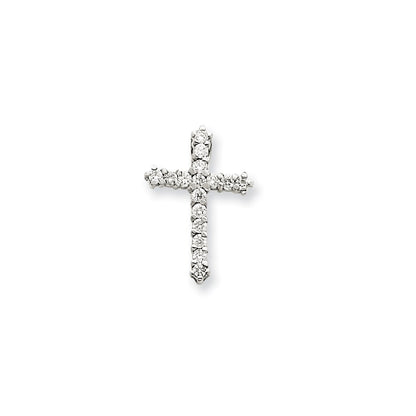 14k White Gold AA Diamond Cross Pendant