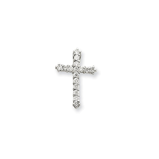 14k White Gold AA Diamond Cross Pendant