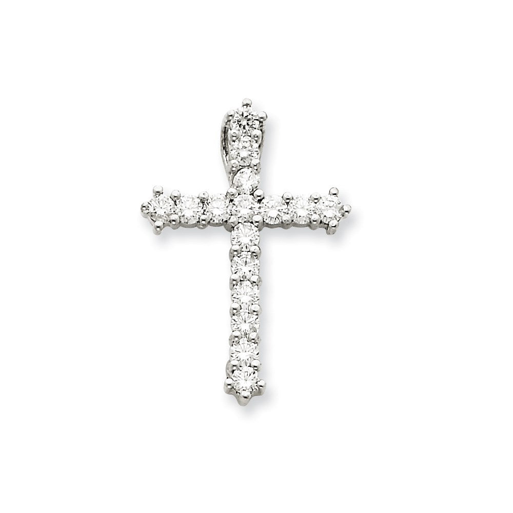 14k white gold aa real diamond cross pendant xp3413aa