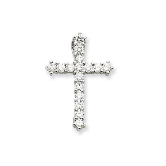 14k white gold aa real diamond cross pendant xp3413aa