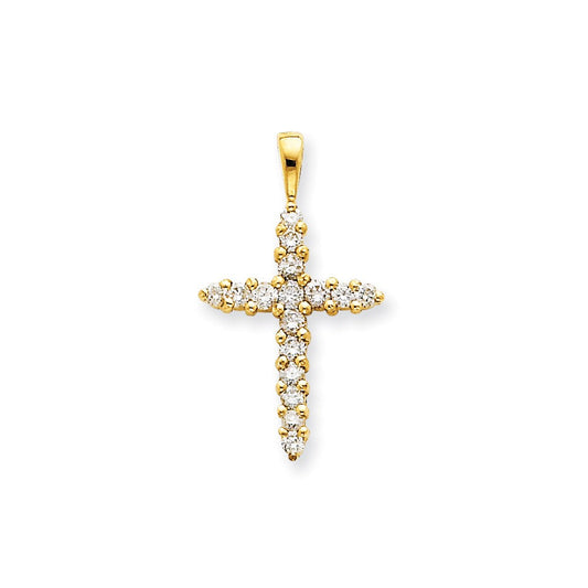 14k yellow gold aa real diamond cross pendant xp3416aa