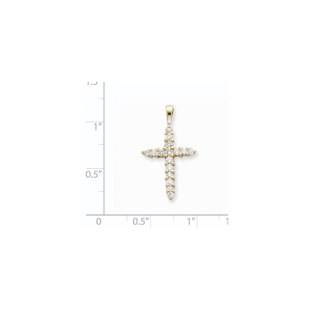 14k White Gold AA Diamond Cross Pendant