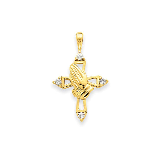 14k yellow gold aa real diamond cross pendant xp3445aa