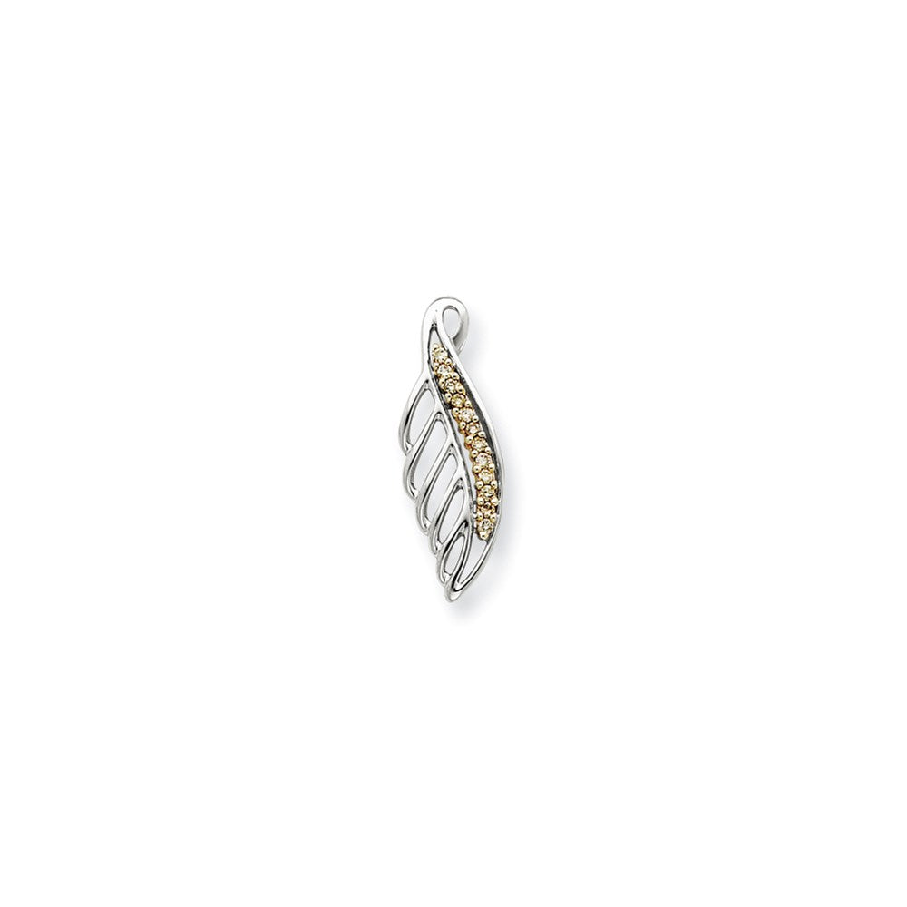 14k white gold rhodium champagne real diamond pendant xp3512aa