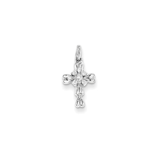 14k white gold real diamond cross pendant xp3648aa