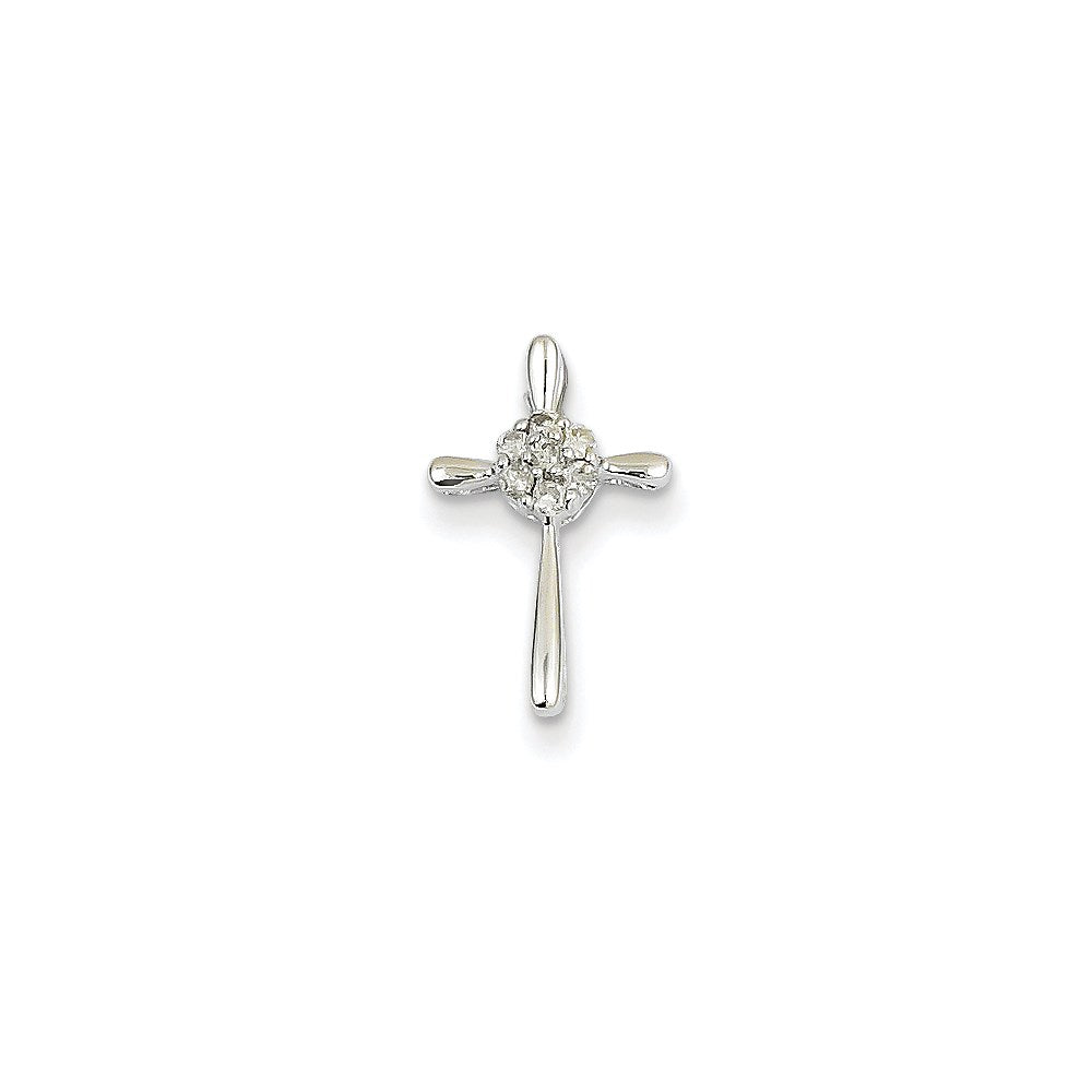 14k white gold real diamond cross pendant xp3649aa