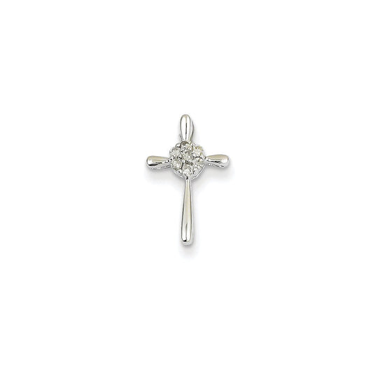 14k white gold real diamond cross pendant xp3649aa