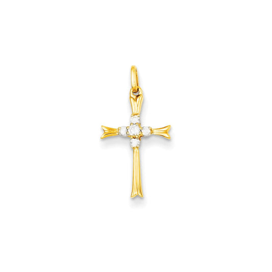 14k yellow gold real diamond cross pendant xp3652aa