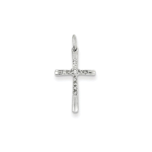 14k white gold real diamond cross pendant xp3654aa
