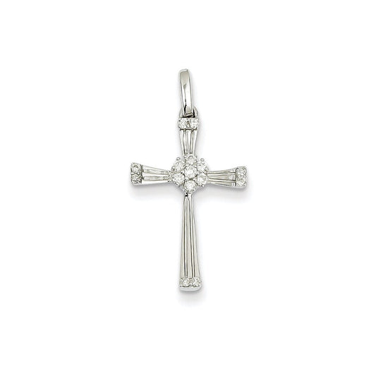 14k white gold real diamond cross pendant xp3655aa