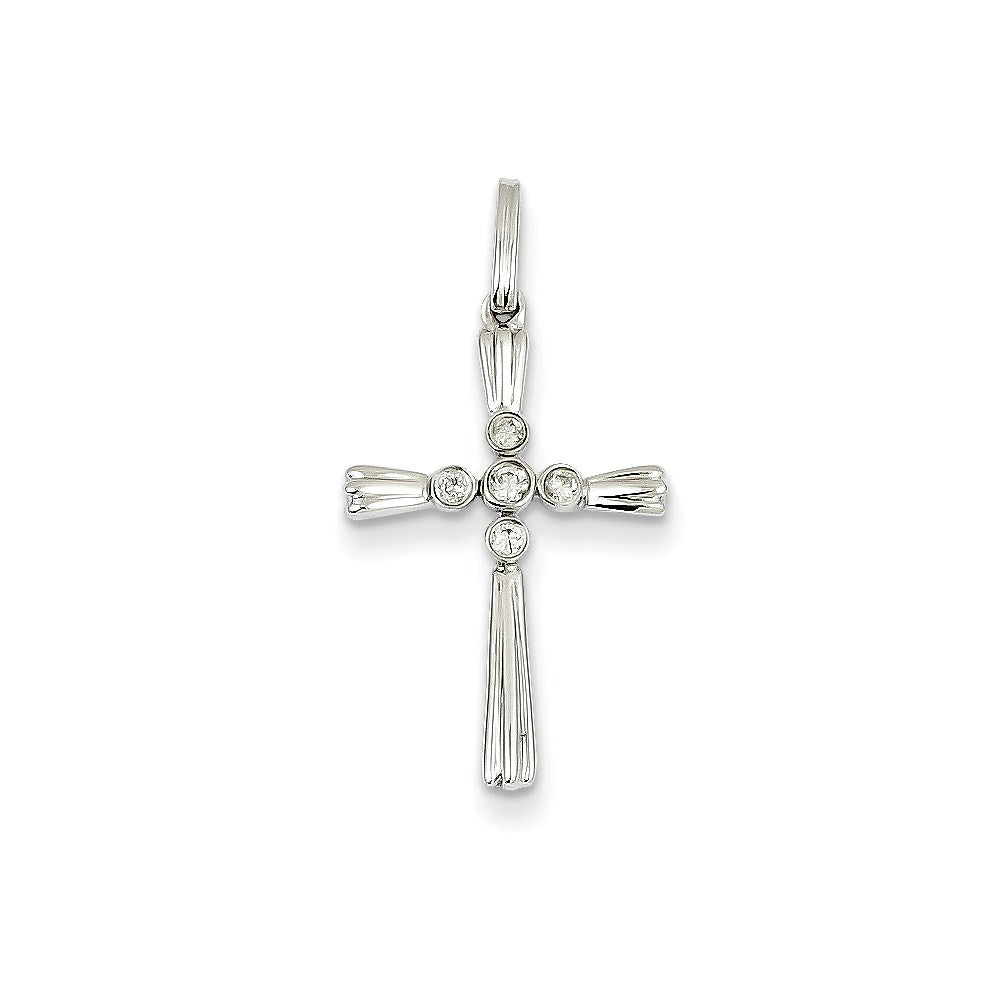 14k white gold real diamond cross pendant xp3656aa