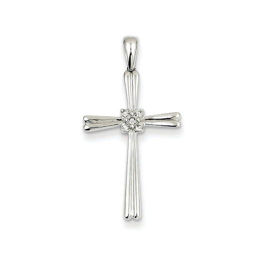14k white gold real diamond cross pendant xp3657aa