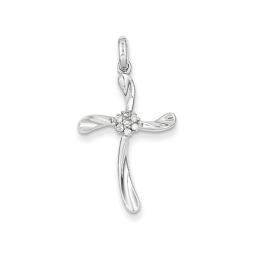 14k white gold real diamond cross pendant xp3658aa