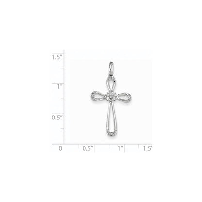 14K White Gold Diamond Cross Pendant