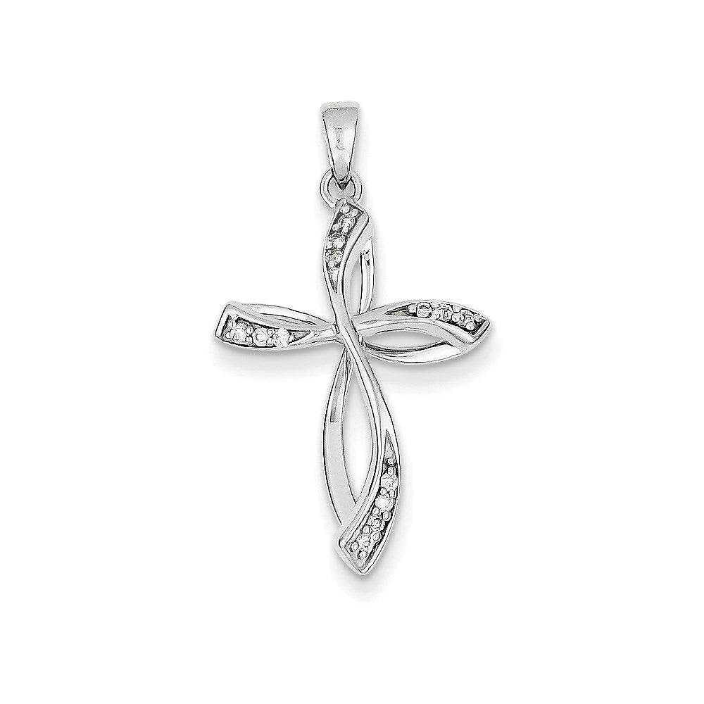 14k white gold real diamond cross pendant xp3668a