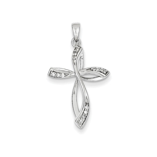 14k white gold real diamond cross pendant xp3668a
