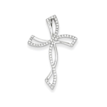 14K White Gold Diamond Cross Pendant
