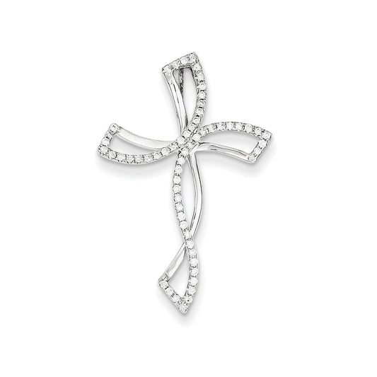 14K White Gold Diamond Cross Pendant