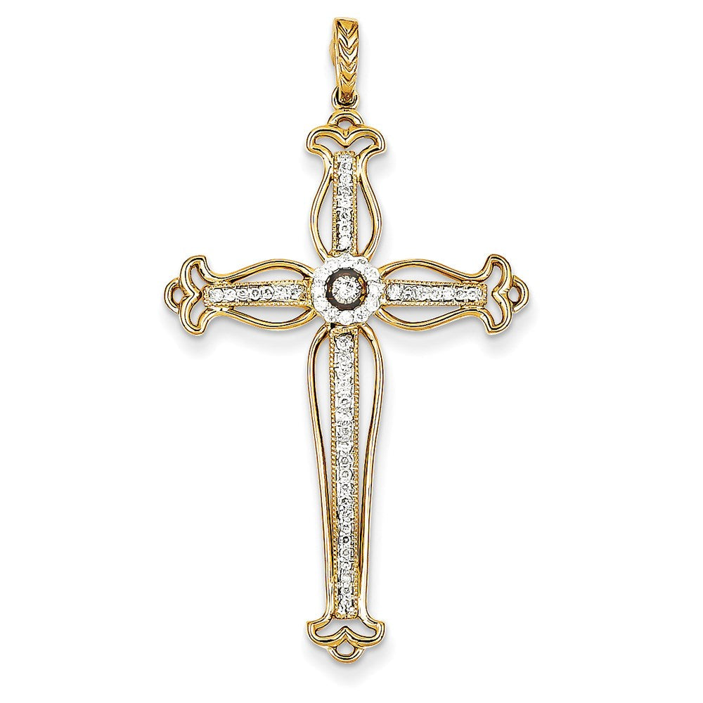 14k yellow gold real diamond cross pendant xp3673aa