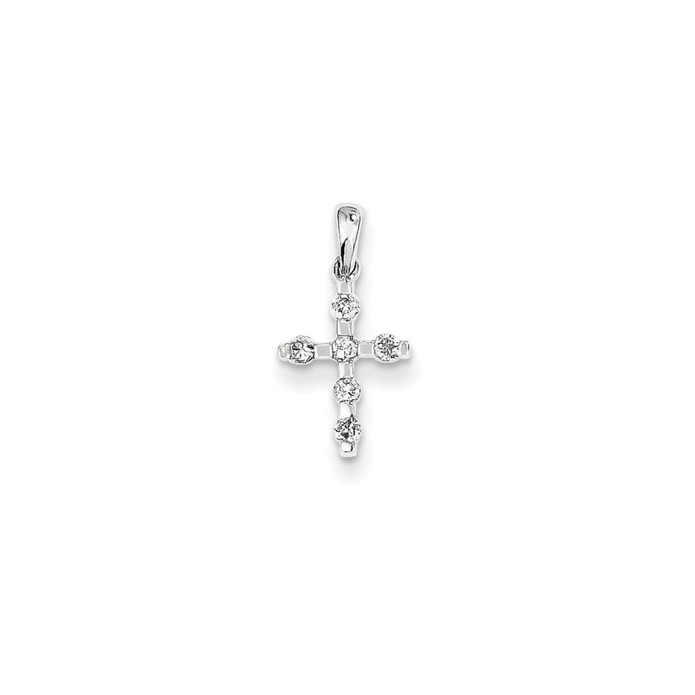 14k white gold real diamond cross pendant xp3677aa