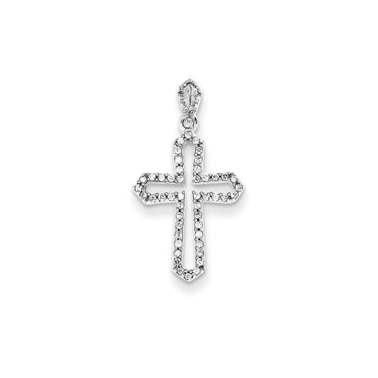 14k white gold real diamond cross pendant xp3678a