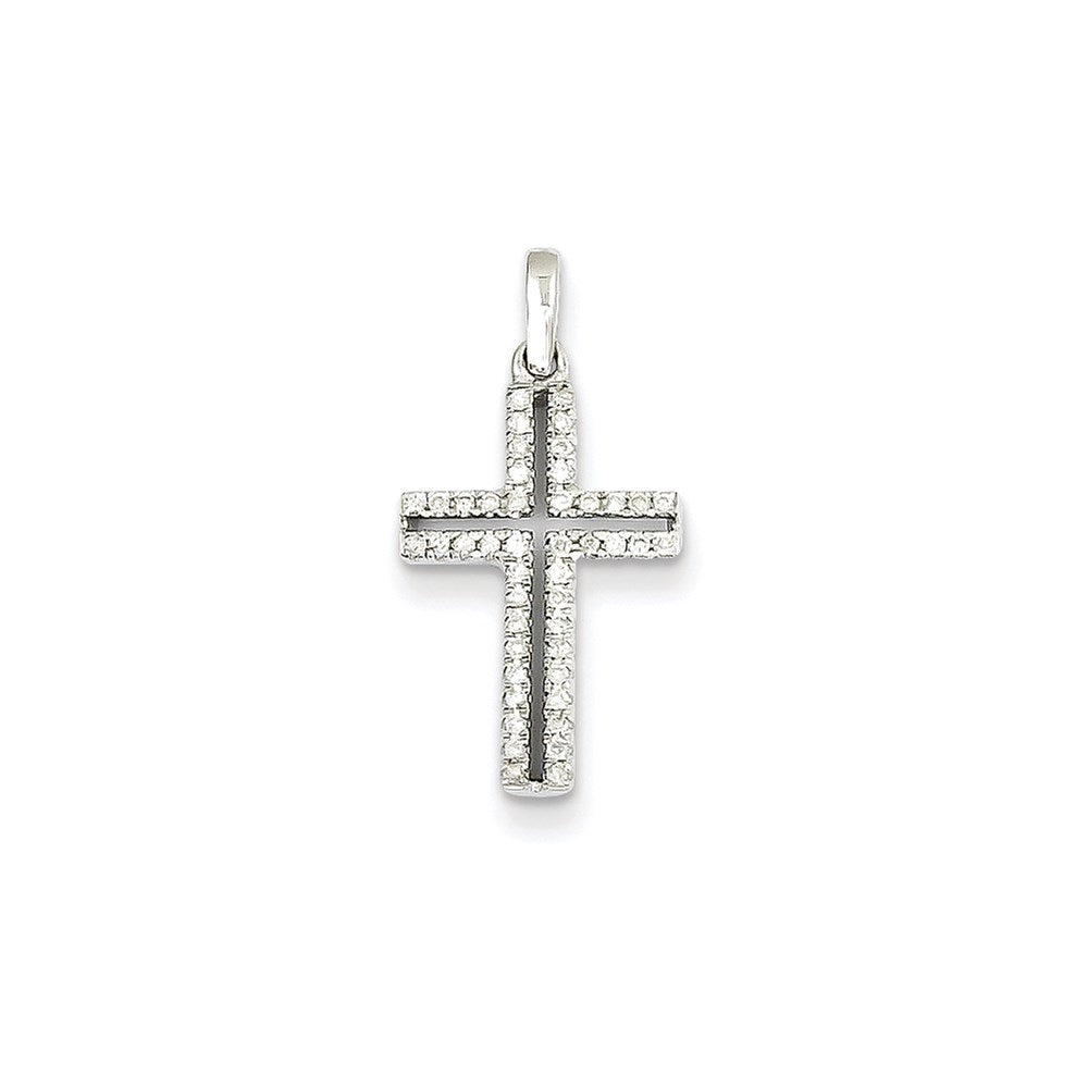 14k white gold real diamond cross pendant xp3679aa