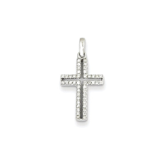 14k white gold real diamond cross pendant xp3679aa
