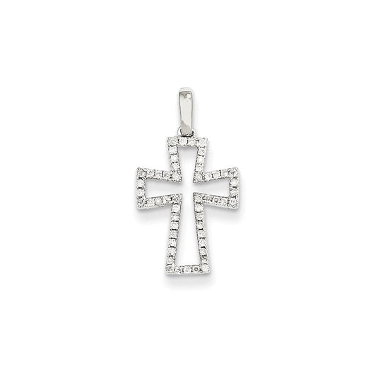 14k white gold real diamond cross pendant xp3680aa