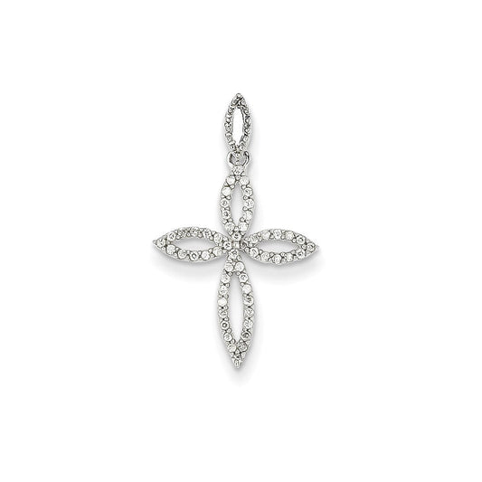 14k white gold real diamond cross pendant xp3683a