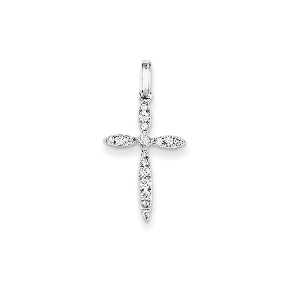 14k white gold real diamond cross pendant xp3684aa
