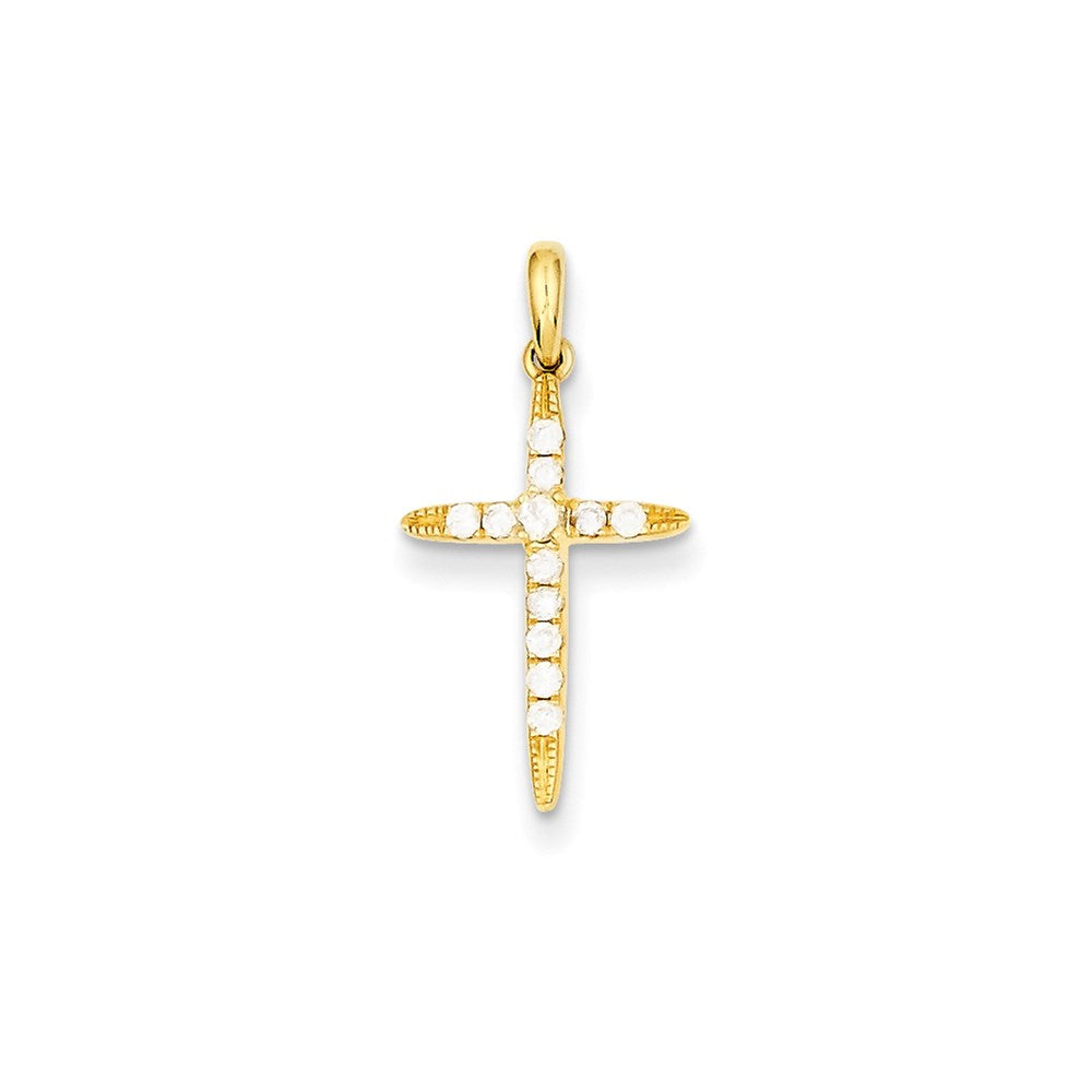 14k yellow gold real diamond cross pendant xp3688aa