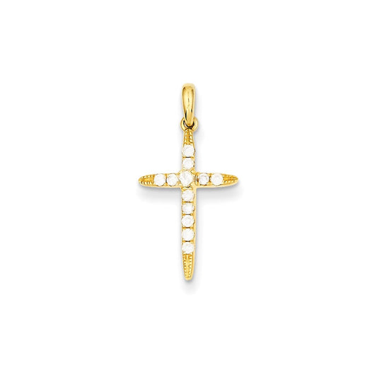 14k yellow gold real diamond cross pendant xp3688aa