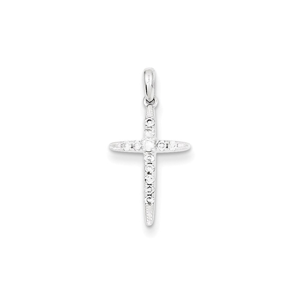 14k white gold real diamond cross pendant xp3689aa
